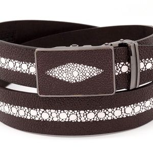 Men's Belts Track Buckle Genuine Leather Brown